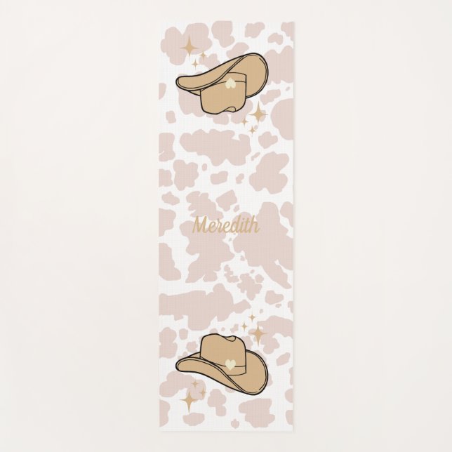Personalized Beige Cowgirl Rodeo  Yoga Mat (Front)