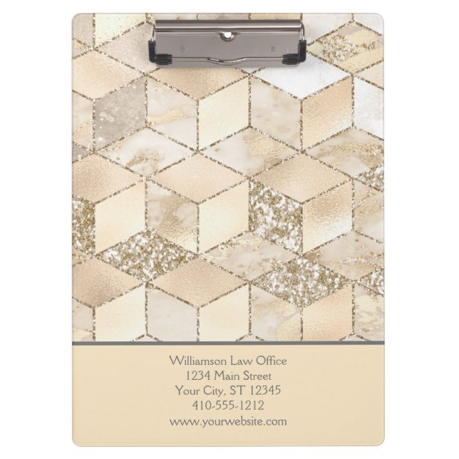 Personalized Beige Cream Neutral Colours Geometric Clipboard (Front)