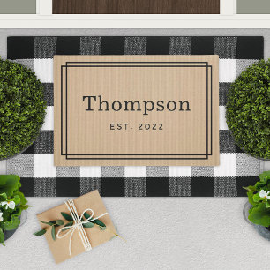 Personalized Beige Family Last Name Monogram Doormat