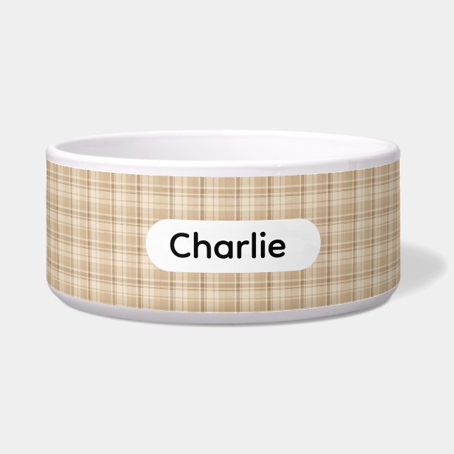 Personalized Beige Farmhouse Style Plaid Pet (Front)
