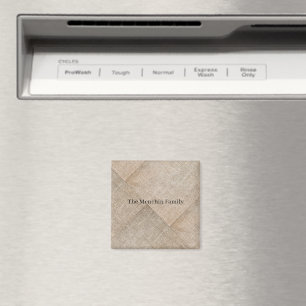Personalized Beige Faux Linen Magnet