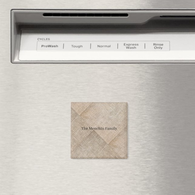 Personalized Beige Faux Linen Magnet (In Situ (Dishwasher))