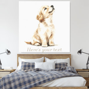 Personalized Beige Golden Retriever Baby Canvas Print
