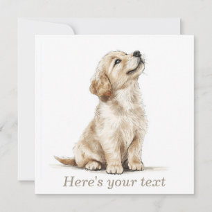 Personalized Beige Golden Retriever Baby Holiday Card