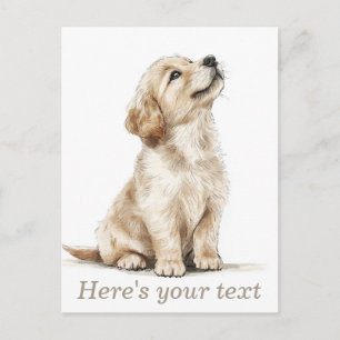 Personalized Beige Golden Retriever Baby Postcard