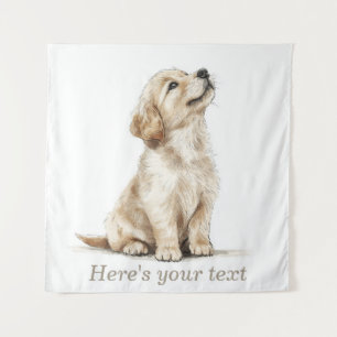 Personalized Beige Golden Retriever Baby Tapestry