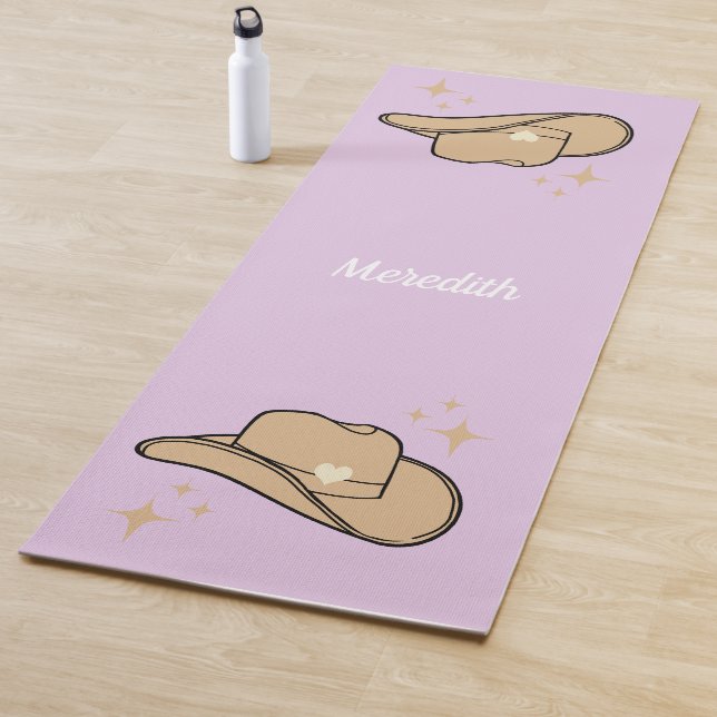 Personalized Beige Lilac Cowgirl Rodeo  Yoga Mat (In Situ)