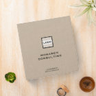 Personalized Beige Linen Binder with Custom Logo