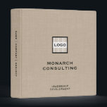 Personalized Beige Linen Binder with Custom Logo<br><div class="desc">Elevate your brand with this personalized beige linen binder featuring a customizable square logo in the centre and classic block typography for your company name below. The modern sans serif font on the lower thirds provides a sleek touch, . The beige linen print background completes the sophisticated look. With customizable...</div>