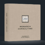 Personalized Beige Linen Binder with Custom Logo<br><div class="desc">Elevate your brand with this personalized beige linen binder featuring a customizable square logo in the centre and classic block typography for your company name below. The modern sans serif font on the lower thirds provides a sleek touch, . The beige linen print background completes the sophisticated look. With customizable...</div>
