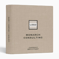 Personalized Beige Linen Binder with Custom Logo