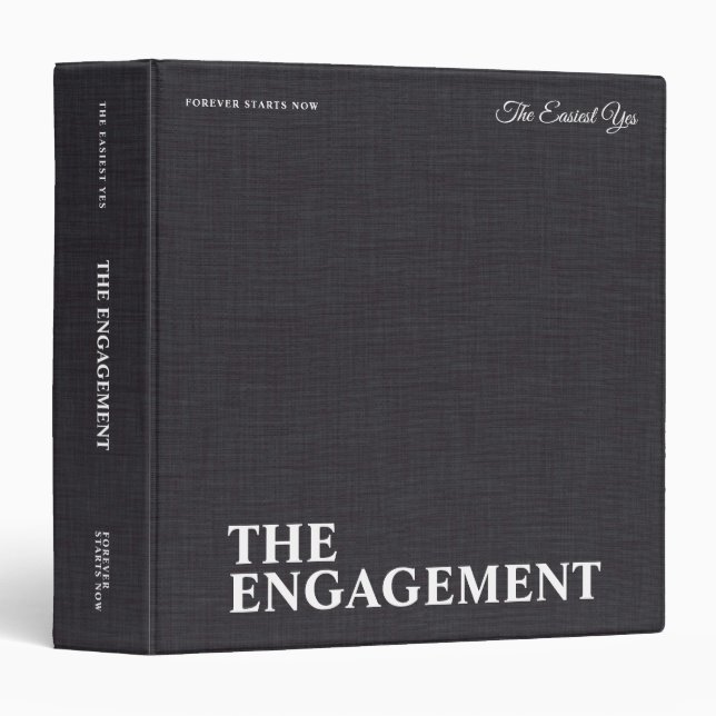 Personalized Beige Linen Engagement Photo Album Binder (Front/Spine)