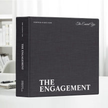 Personalized Beige Linen Engagement Photo Album Binder