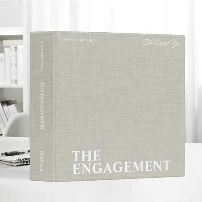 Personalized Beige Linen Engagement Photo Album Binder (Creator Uploaded)