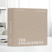 Personalized Beige Linen Engagement Photo Album Binder