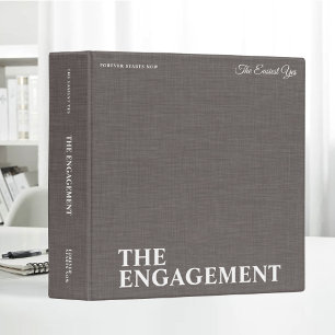 Personalized Beige Linen Engagement Photo Album Binder