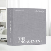 Personalized Beige Linen Engagement Photo Album Binder