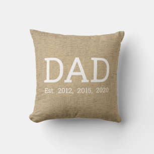 Personalized Beige Linen Father's Day Throw Pillow