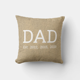 Personalized Beige Linen Father's Day Throw Pillow