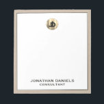 Personalized Beige Linen Gold Monogram Notepad<br><div class="desc">Elevate your note-taking game with this sophisticated Beige Linen Gold Monogram notepad. The sleek and stylish design features a customizable gold monogram initials,  set against a white background with beige linen trim. This notepad is perfect for jotting down ideas,  taking meeting notes,  or keeping your to-do list in check.</div>