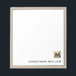 Personalized Beige Linen Gold Monogram Notepad<br><div class="desc">Elevate your stationery collection with this personalized notepad featuring a brushed metallic gold monogram initial and your name in classic block typography. The design is framed in a sophisticated beige linen print, making it the perfect accessory for any workspace. This notepad contains high-quality paper, perfect for jotting down notes or...</div>