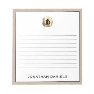 Personalized Beige Linen Monogram Lined Notepad
