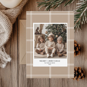 Personalized Beige Merry Christmas Photo Invitation