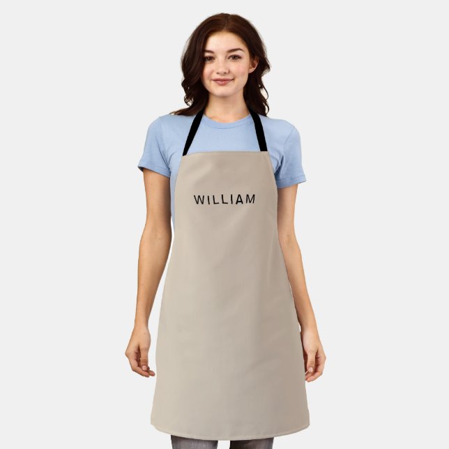 Personalized Beige & Monogram | Elegant Custom Apron (Worn)