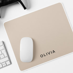 "Personalized Beige Monogram  Mouse Pad