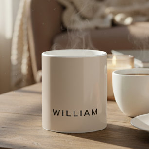 Personalized Beige & Monogram with Custom Coffee Mug