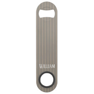 Personalized beige pinstripes bar key