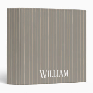Personalized beige pinstripes binder