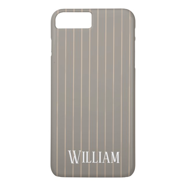Personalized beige pinstripes Case-Mate iPhone case (Back)