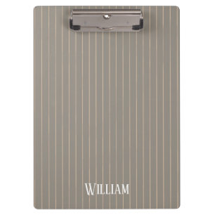 Personalized beige pinstripes clipboard