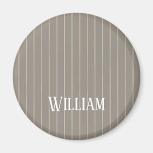 Personalized beige pinstripes magnet