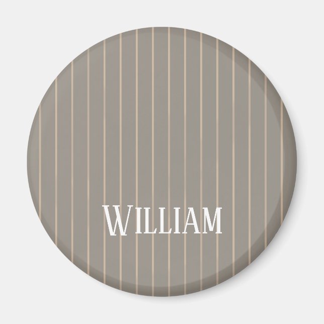 Personalized beige pinstripes magnet (Front)