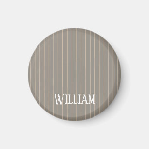 Personalized beige pinstripes magnet