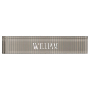 Personalized beige pinstripes nameplate