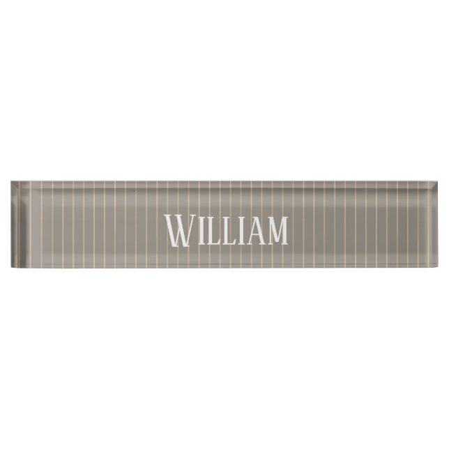 Personalized beige pinstripes nameplate (Front)