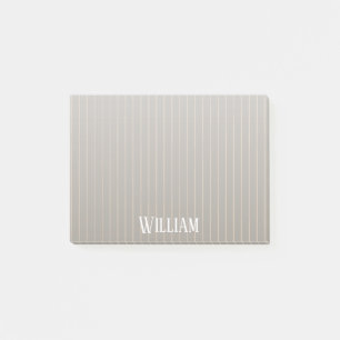Personalized beige pinstripes post-it notes