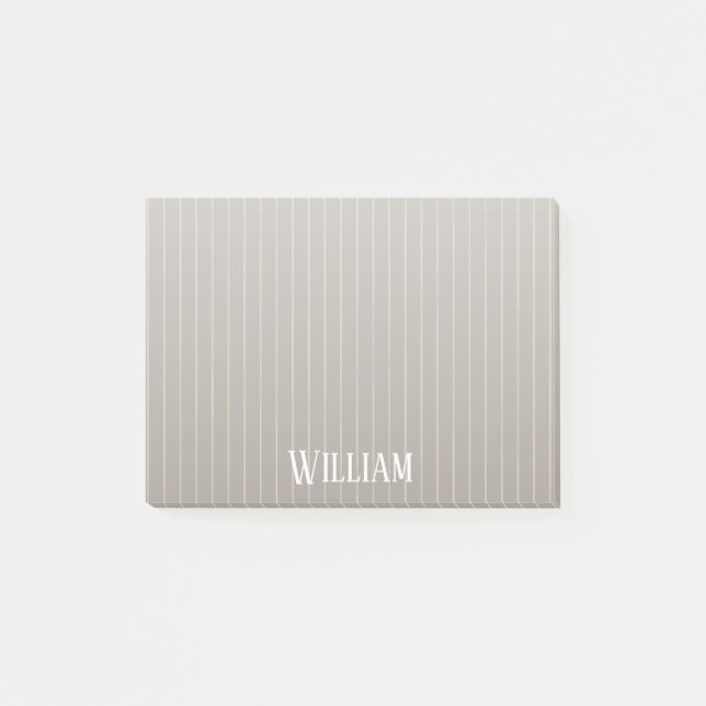 Personalized beige pinstripes post-it notes (Front)
