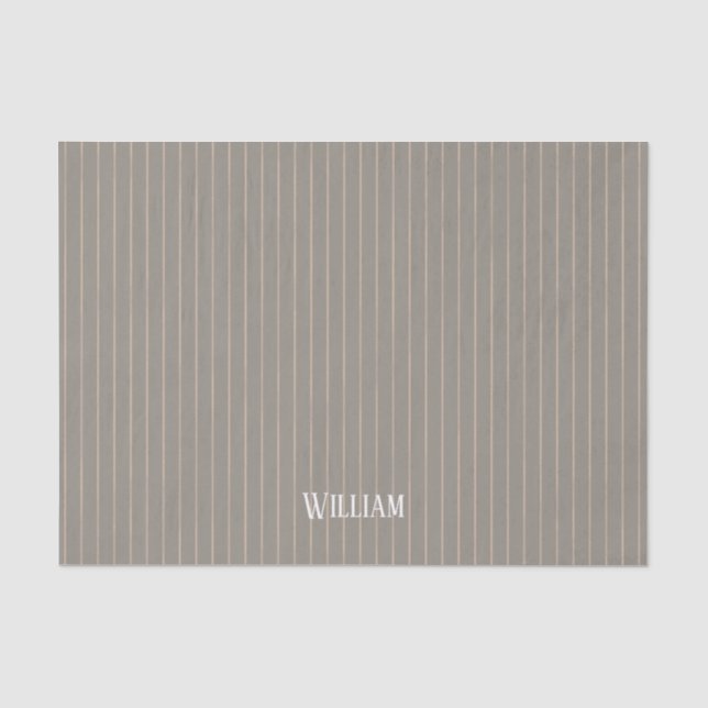 Personalized beige pinstripes tissue paper (Front)