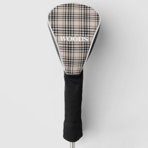 Personalized Beige Plaid Golf Head Cover