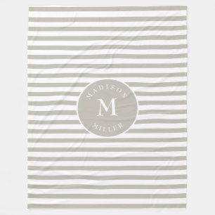 Personalized Beige Striped Baby Blanket – Neutral