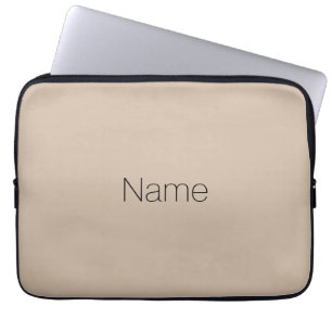 Personalized beige tan Name text monogram elegant Laptop Sleeve