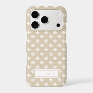 Personalized Beige White Fleur de Lis Pattern