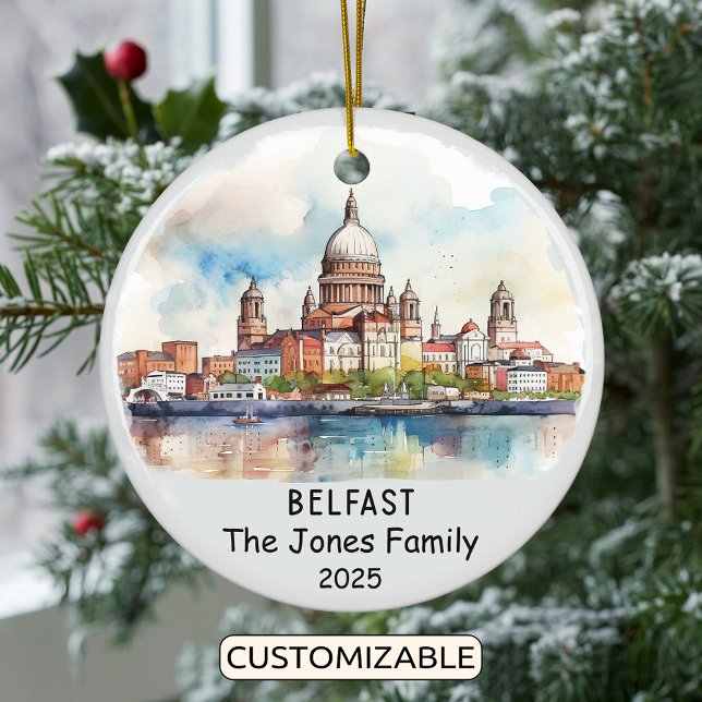 Personalized Belfast Ornament, Ireland Ceramic Ornament (Creator Uploaded)