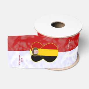 Personalized Belgian Angel Brown Hair Flag Grosgrain Ribbon