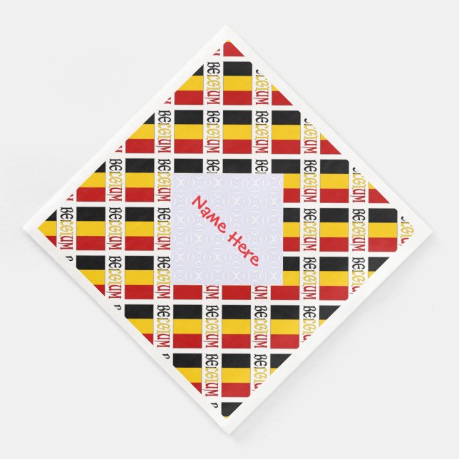 Personalized Belgium Flag Party Napkins (Corner)