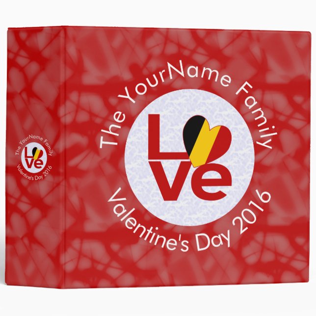Personalized Belgium Red LOVE Flag Binder (Front/Spine)